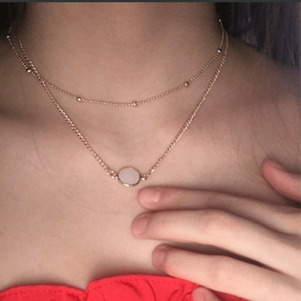 Delicate Dainty Glass Ball Layered Necklace
